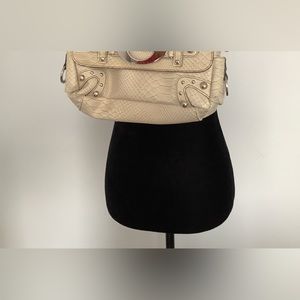 Guess shoulder bag, white.  Great for the essentials.